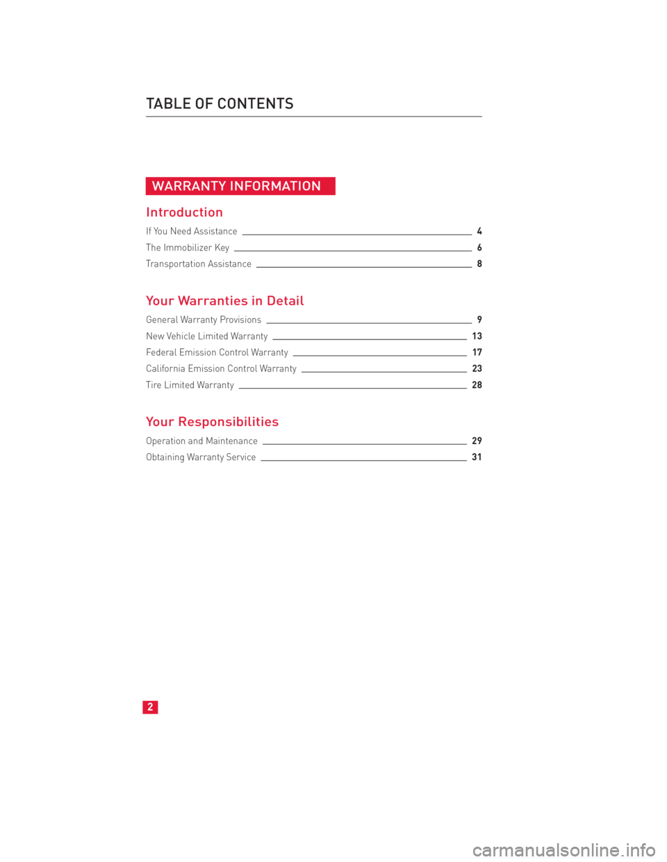 TOYOTA FR-S 2015  Warranties & Maintenance Guides (in English) JOBNAME: 1705404-2015-sfrWG-E PAGE: 2 SESS: 11 OUTPUT: Mon Apr 21 14:54:30 2014
/tweddle/toyota/sched-maint/1705404-en-sfr/wg15
WARRANTY INFORMATION
Introduction
If You Need Assistance4
The Immobilize