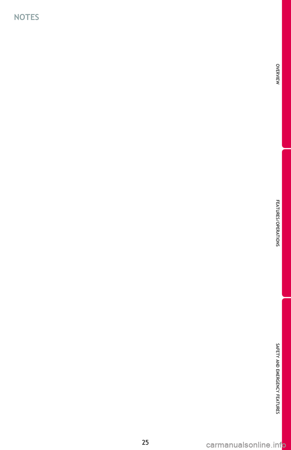 TOYOTA FR-S 2016   (in English) Owners Manual OVERVIEW
FEATURES/OPERATIONS
SAFETY AND EMERGENCY FEATURES
25
NOTES  