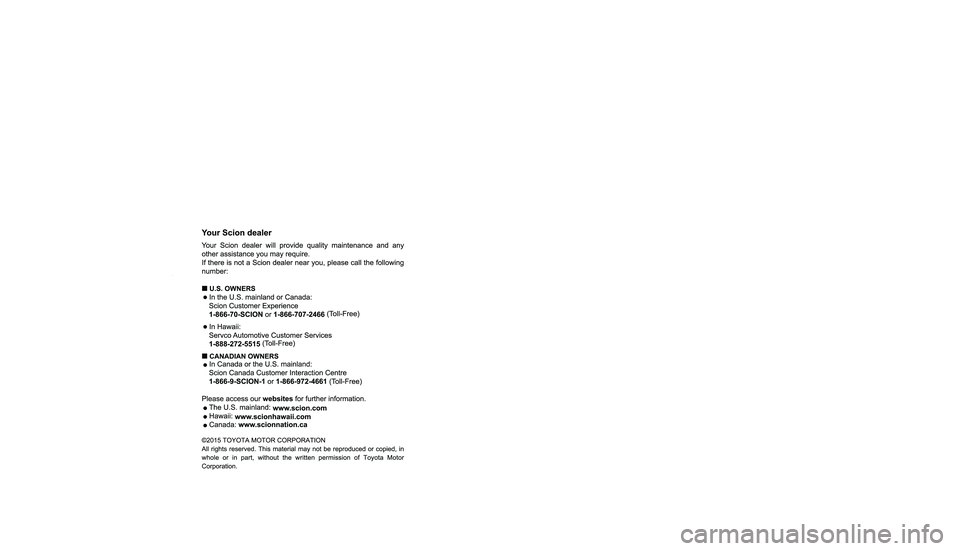 TOYOTA FR-S 2016  Owners Manual (in English) 