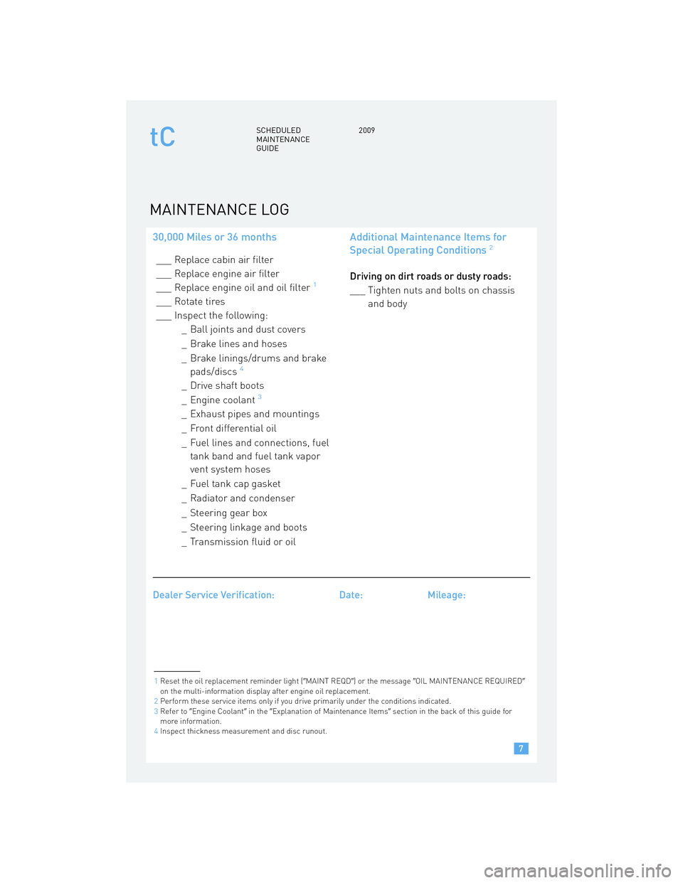 TOYOTA tC 2009 Warranties & Maintenance Guides (in English) TOYOTA tC 2009 Warranties & Maintenance Guides (in English)