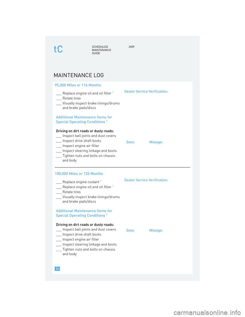 TOYOTA tC 2009 Warranties & Maintenance Guides (in English) TOYOTA tC 2009 Warranties & Maintenance Guides (in English)