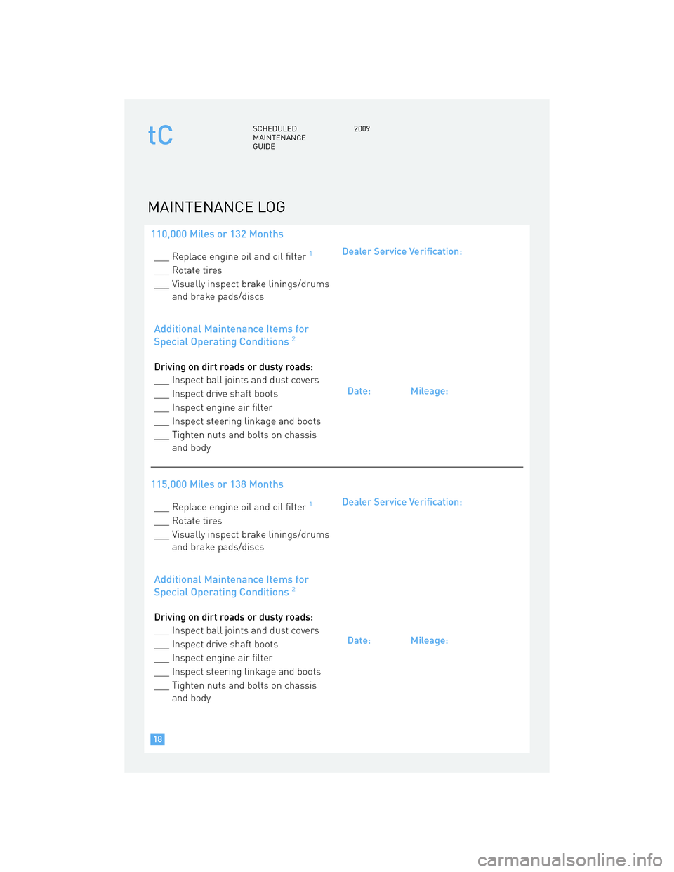TOYOTA tC 2009 Warranties & Maintenance Guides (in English) TOYOTA tC 2009 Warranties & Maintenance Guides (in English)