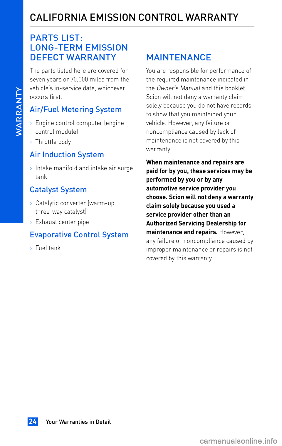 TOYOTA tC 2010 Warranties & Maintenance Guides (in English) TOYOTA tC 2010 Warranties & Maintenance Guides (in English)