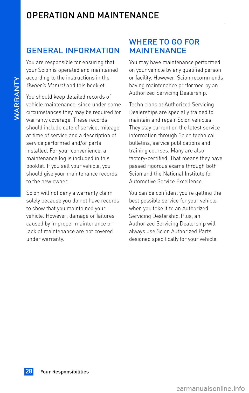 TOYOTA tC 2010 Warranties & Maintenance Guides (in English) TOYOTA tC 2010 Warranties & Maintenance Guides (in English)