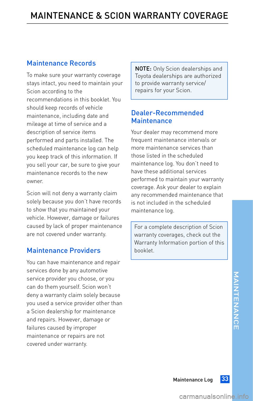 TOYOTA tC 2010 Warranties & Maintenance Guides (in English) TOYOTA tC 2010 Warranties & Maintenance Guides (in English)