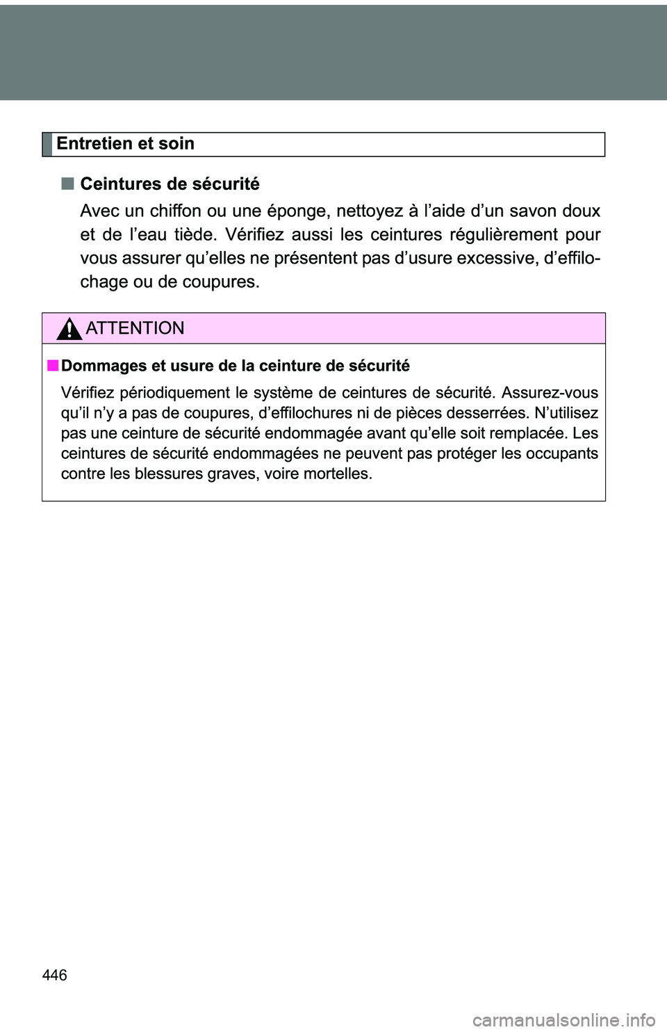 TOYOTA tC 2011  Owners Manual (in English) 446 