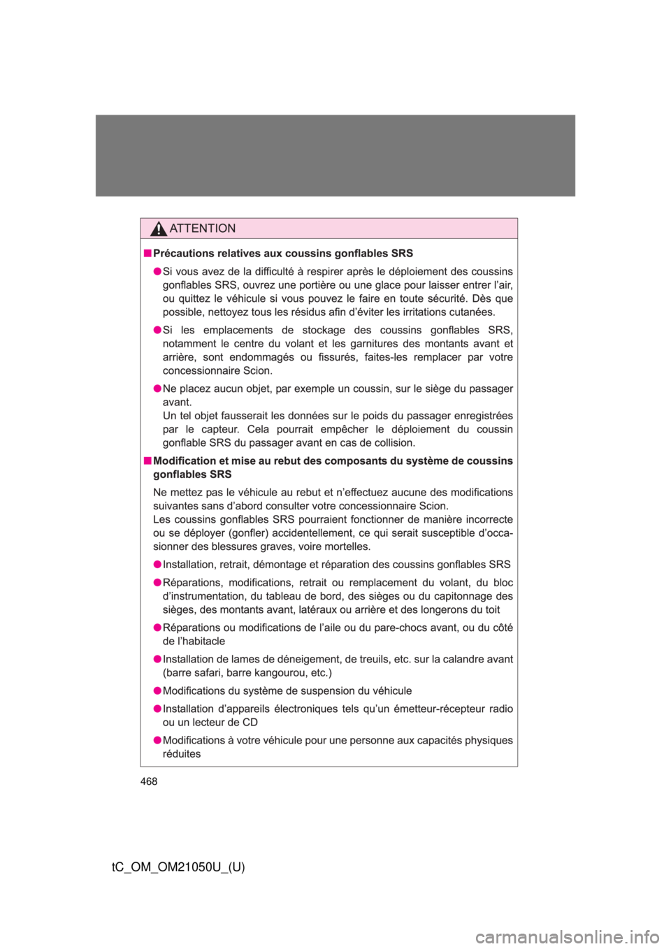 TOYOTA tC 2013  Owners Manual (in English) 468
tC_OM_OM21050U_(U) 