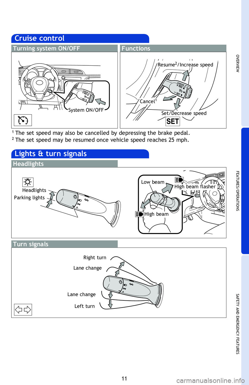 TOYOTA tC 2016 (in English) User Guide OVERVIEW
FEATURES/OPERATIONS
SAFETY AND EMERGENCY FEATURES
11
Seat position (forward/backward)
Height crank (driver side only)
Seatback angle
Seatback lock release
* Pull the lever up to
adjust sea TOYOTA tC 2016 (in English) User Guide OVERVIEW
FEATURES/OPERATIONS
SAFETY AND EMERGENCY FEATURES
11
Seat position (forward/backward)
Height crank (driver side only)
Seatback angle
Seatback lock release
* Pull the lever up to
adjust sea