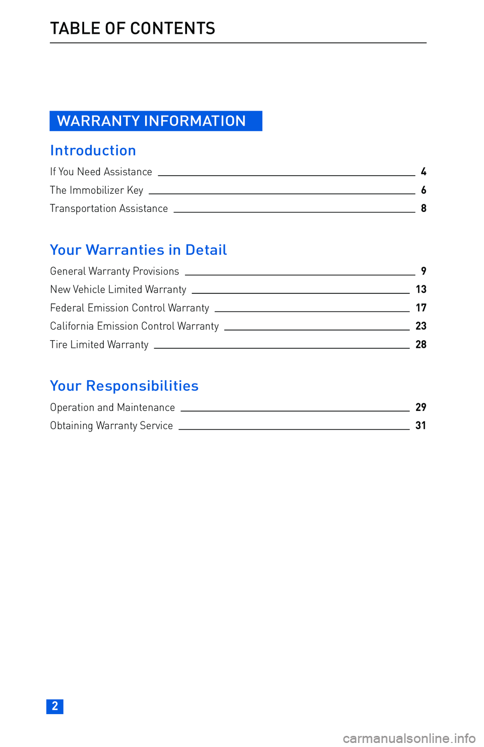 TOYOTA tC 2016 Warranties & Maintenance Guides (in English) WARRANTY INFORMATION
Introduction
If You Need Assistance4
The Immobilizer Key6
Transportation Assistance8
Your Warranties in Detail
General Warranty Provisions9
New Vehicle Limited Warranty13
Federal TOYOTA tC 2016 Warranties & Maintenance Guides (in English) WARRANTY INFORMATION
Introduction
If You Need Assistance4
The Immobilizer Key6
Transportation Assistance8
Your Warranties in Detail
General Warranty Provisions9
New Vehicle Limited Warranty13
Federal