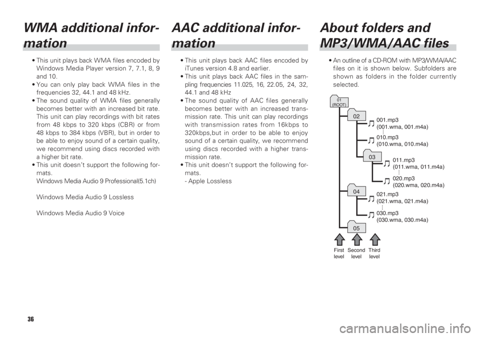 TOYOTA xB 2009 Accessories, Audio & Navigation (in English) WMA additional infor-
mation
• This unit plays back WMA files encoded by
Windows Media Player version 7, 7.1, 8, 9
and 10.
• You can only play back WMA files in the
frequencies 32, 44.1 and 48 kHz TOYOTA xB 2009 Accessories, Audio & Navigation (in English) WMA additional infor-
mation
• This unit plays back WMA files encoded by
Windows Media Player version 7, 7.1, 8, 9
and 10.
• You can only play back WMA files in the
frequencies 32, 44.1 and 48 kHz