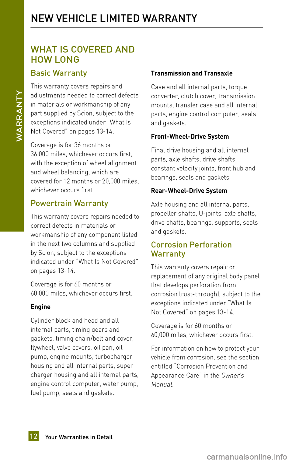 TOYOTA xB 2010  Warranties & Maintenance Guides (in English) 