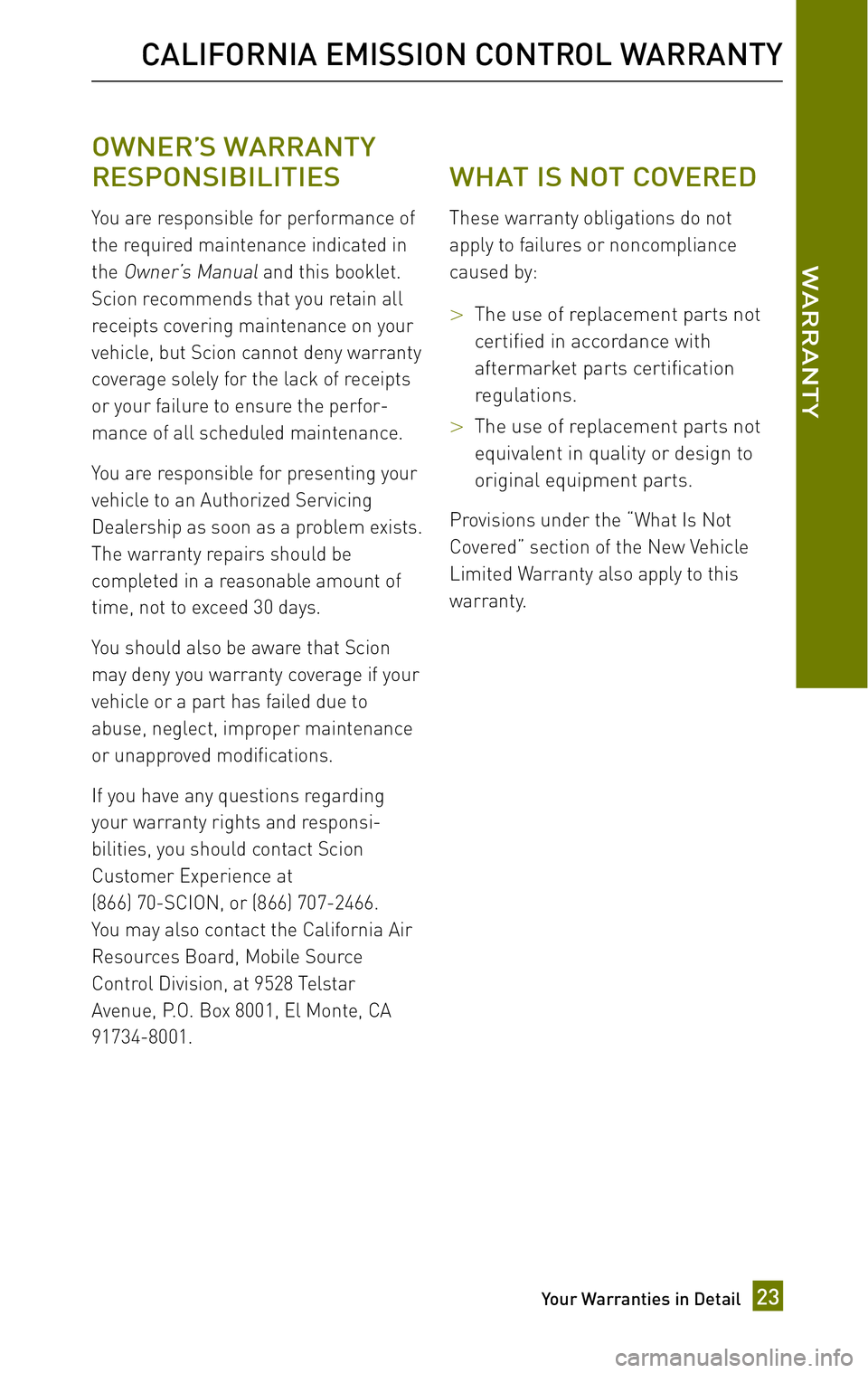 TOYOTA xB 2010 Warranties & Maintenance Guides (in English) TOYOTA xB 2010 Warranties & Maintenance Guides (in English)