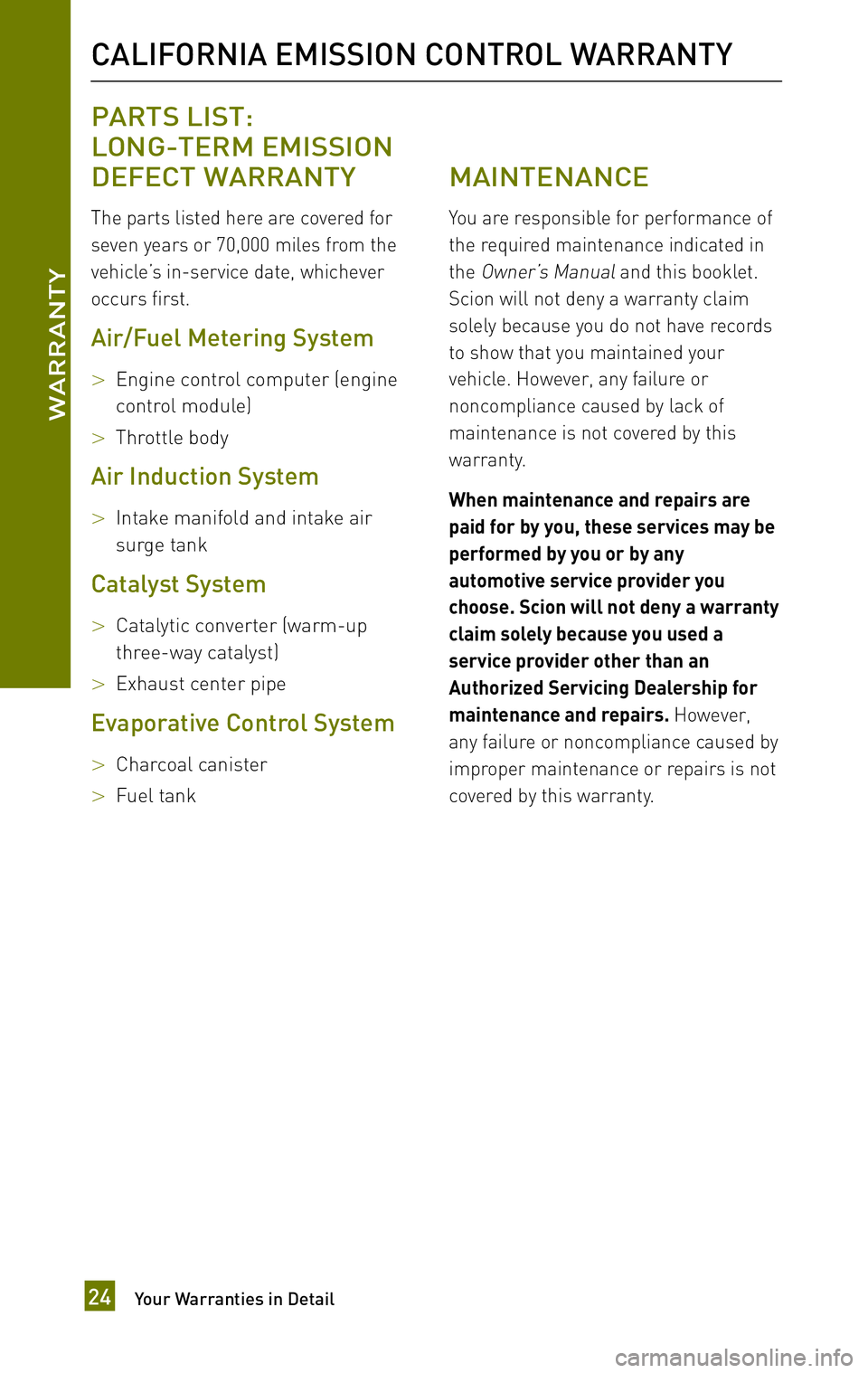 TOYOTA xB 2010 Warranties & Maintenance Guides (in English) TOYOTA xB 2010 Warranties & Maintenance Guides (in English)