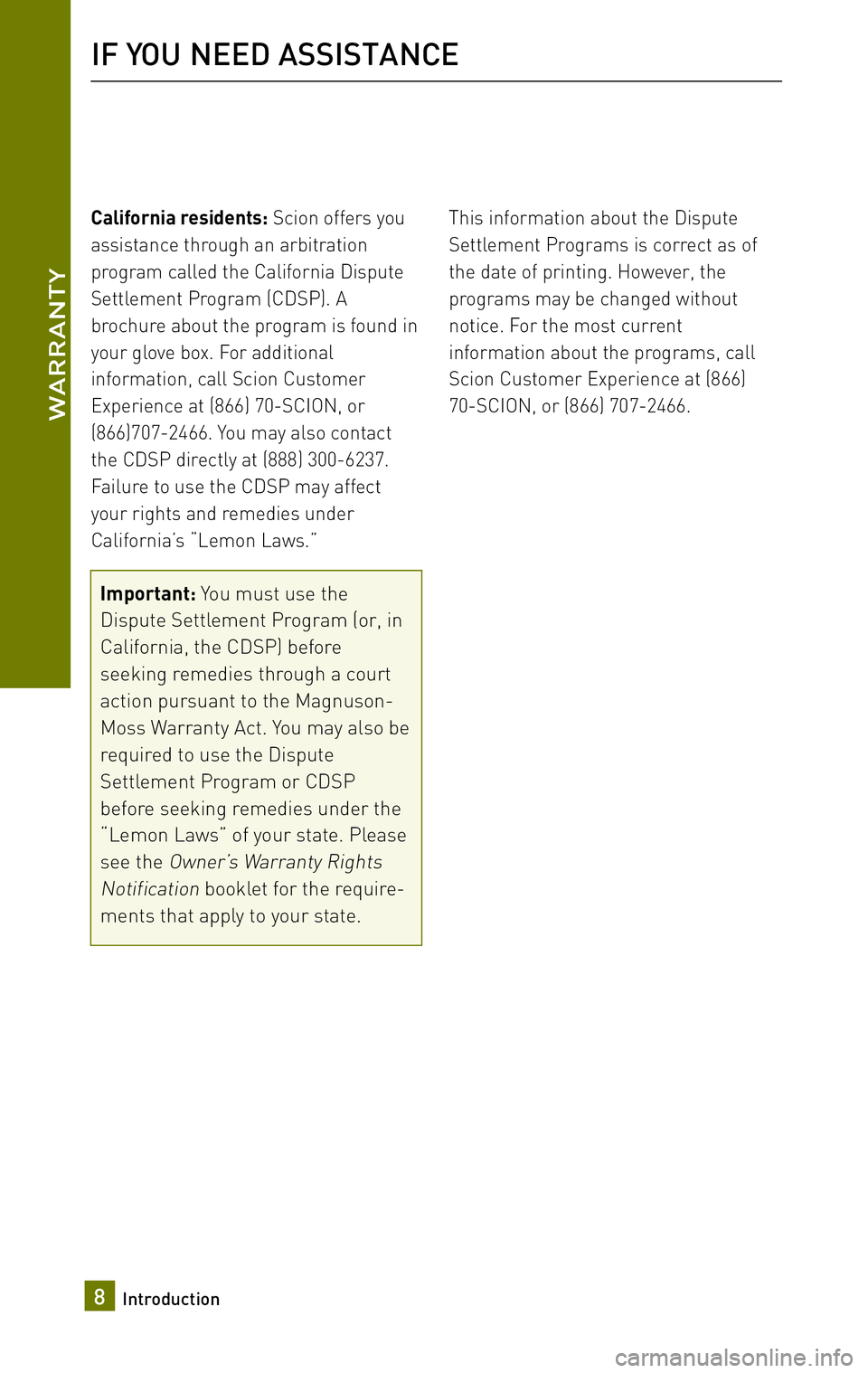 TOYOTA xB 2010 Warranties & Maintenance Guides (in English) TOYOTA xB 2010 Warranties & Maintenance Guides (in English)