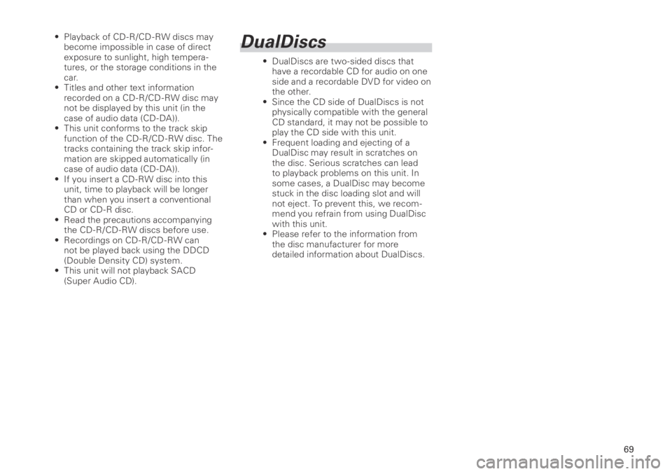 TOYOTA xB 2013 Accessories, Audio & Navigation (in English) 69
<CRB3839-A/S>69
• Playback of CD - R/CD - RW discs may
become impossible in case of direct
exposure to sunlight, high tempera-
tures, or the storage conditions in the
car.
• Tit
les and ot TOYOTA xB 2013 Accessories, Audio & Navigation (in English) 69
<CRB3839-A/S>69
• Playback of CD - R/CD - RW discs may
become impossible in case of direct
exposure to sunlight, high tempera-
tures, or the storage conditions in the
car.
• Tit
les and ot