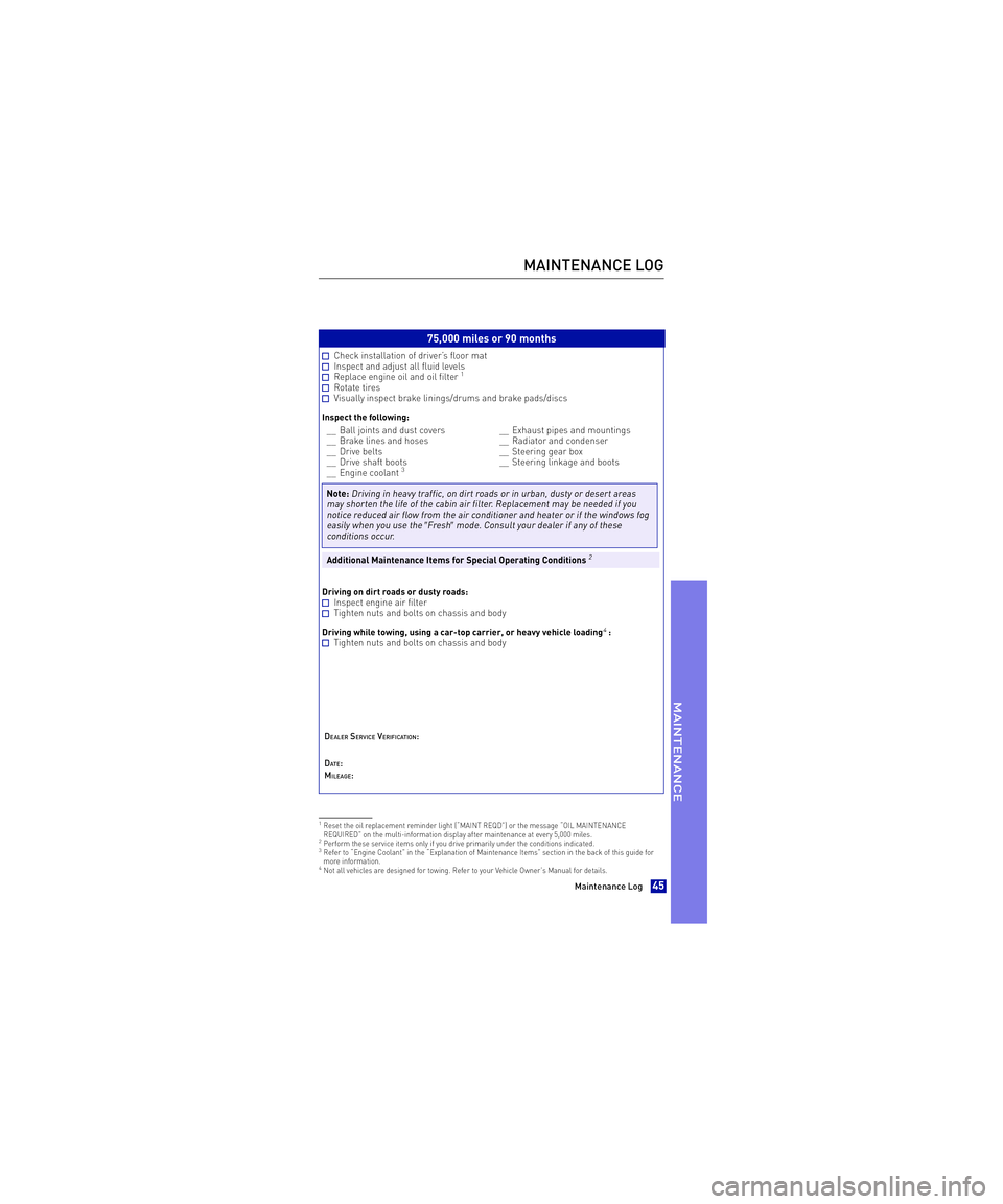 TOYOTA xB 2013  Warranties & Maintenance Guides (in English)  75,000 miles or 90 months 
Check installation of driver’s floor mat Inspect and adjust all fluid levels Replace engine oil and oil filter1 
Rotate tires Visually inspect brake linings/drums and bra