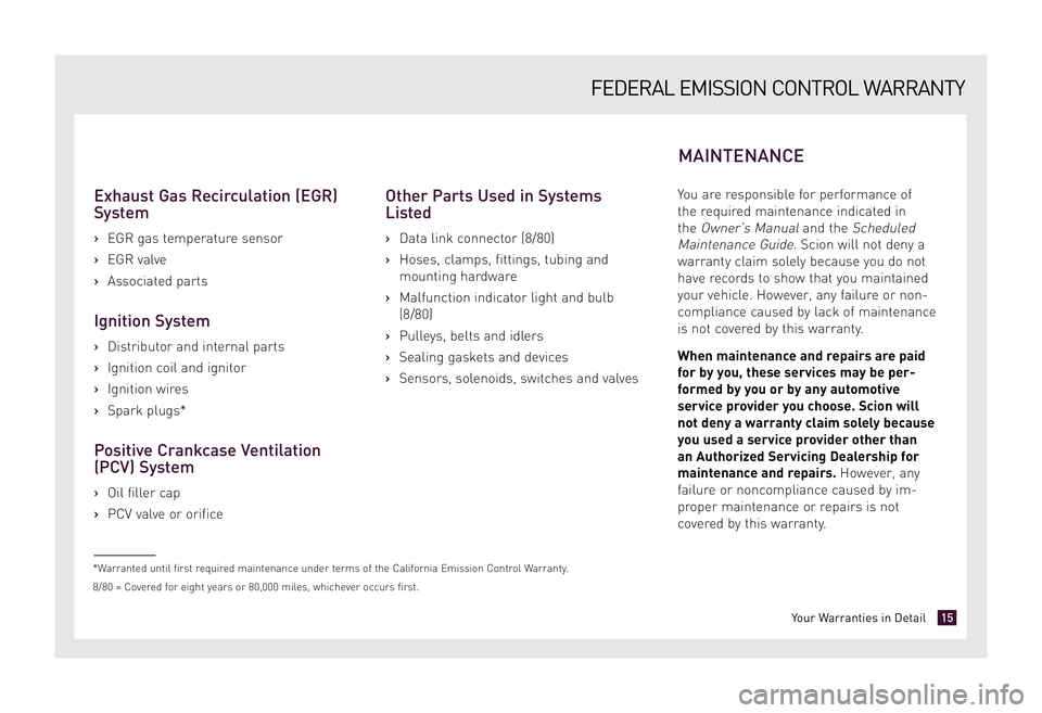 TOYOTA xD 2009 Warranties & Maintenance Guides (in English) Exhaust Gas Recirculation (EGR)
System
› EGR gas temperature sensor
› EGR valve
› Associated parts
Ignition System
›Distributor and internal parts
› Ignition coil and ignitor
› Ig TOYOTA xD 2009 Warranties & Maintenance Guides (in English) Exhaust Gas Recirculation (EGR)
System
› EGR gas temperature sensor
› EGR valve
› Associated parts
Ignition System
›Distributor and internal parts
› Ignition coil and ignitor
› Ig
