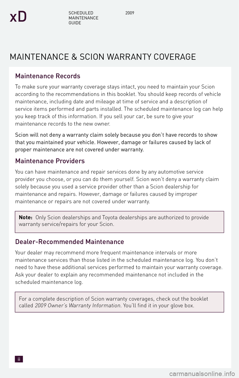 TOYOTA xD 2009 Warranties & Maintenance Guides (in English) TOYOTA xD 2009 Warranties & Maintenance Guides (in English)