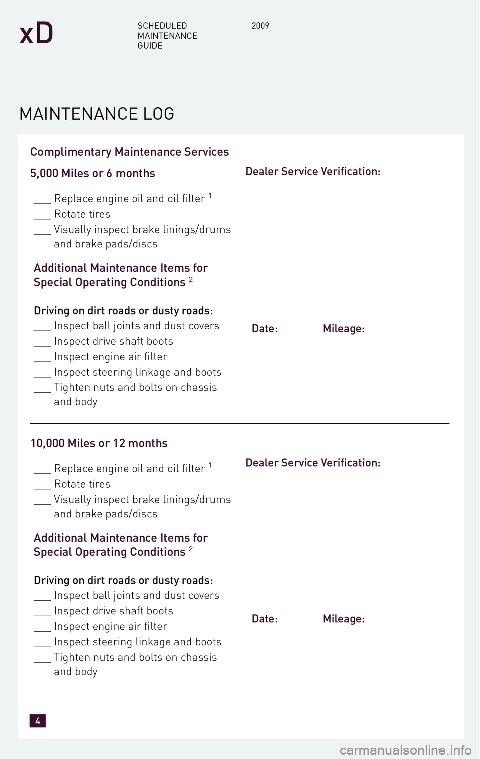 TOYOTA xD 2009  Warranties & Maintenance Guides (in English) 