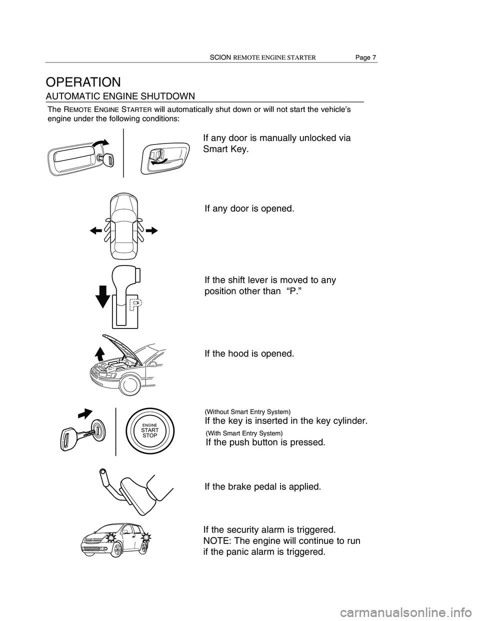 TOYOTA xD 2011  Accessories, Audio & Navigation (in English) 
IMPORTANT INFORMATION

Do not start the engine if a child or pet are
present in or near the vehicle. Interior power
components such as windows and seats can
accidentally be switched on and lead to in