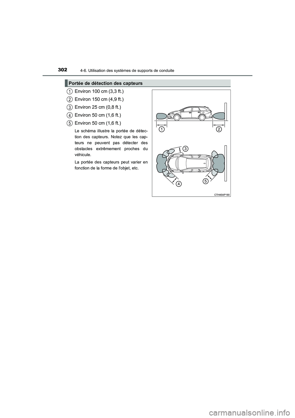 TOYOTA AURIS 2016 Notices Demploi (in French) 3024-6. Utilisation des systèmes de supports de conduite
UK_AURIS_Touring_Sport_EK (OM12J32K)
Environ 100 cm (3,3 ft.)
Environ 150 cm (4,9 ft.)
Environ 25 cm (0,8 ft.)
Environ 50 cm (1,6 ft.)
Environ TOYOTA AURIS 2016 Notices Demploi (in French) 3024-6. Utilisation des systèmes de supports de conduite
UK_AURIS_Touring_Sport_EK (OM12J32K)
Environ 100 cm (3,3 ft.)
Environ 150 cm (4,9 ft.)
Environ 25 cm (0,8 ft.)
Environ 50 cm (1,6 ft.)
Environ