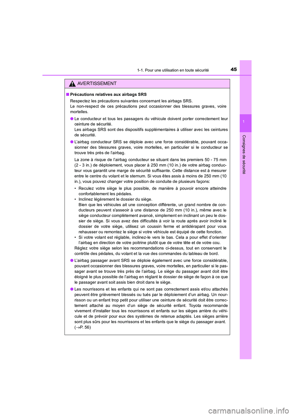 TOYOTA AURIS 2016 Notices Demploi (in French) 451-1. Pour une utilisation en toute sécurité
1
Consignes de sécurité
UK_AURIS_Touring_Sport_EK (OM12J32K)
AVERTISSEMENT
■Précautions relatives aux airbags SRS
Respectez les précautions suivan TOYOTA AURIS 2016 Notices Demploi (in French) 451-1. Pour une utilisation en toute sécurité
1
Consignes de sécurité
UK_AURIS_Touring_Sport_EK (OM12J32K)
AVERTISSEMENT
■Précautions relatives aux airbags SRS
Respectez les précautions suivan