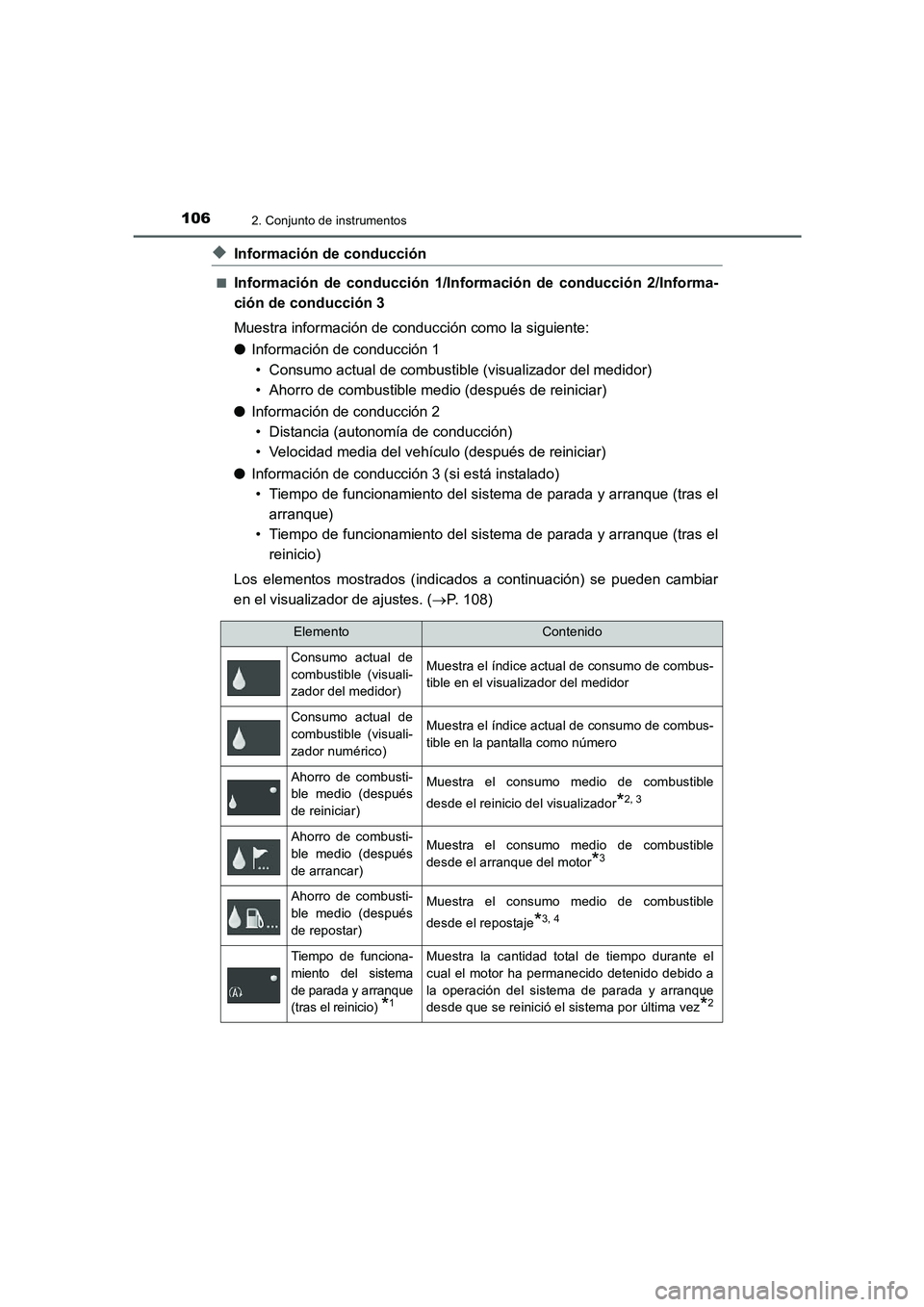 TOYOTA AURIS 2016  Manuale de Empleo (in Spanish) 1062. Conjunto de instrumentos
UK_AURIS_Touring_Sport_ES (OM12J34S)
◆Información de conducción
■Información de conducción 1/Información de conducción 2/Informa-
ción de conducción 3
Muestr