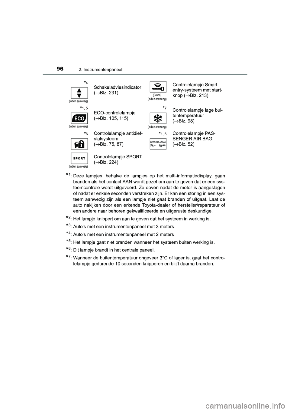 TOYOTA AURIS 2017 Instructieboekje (in Dutch) 962. Instrumentenpaneel
UK AURIS_HB_EE (OM12K97E)
*1: Deze lampjes, behalve de lampjes op het multi-informatiedisplay, gaanbranden als het contact AAN wordt gezet om aan te geven dat er een s TOYOTA AURIS 2017 Instructieboekje (in Dutch) 962. Instrumentenpaneel
UK AURIS_HB_EE (OM12K97E)
*1: Deze lampjes, behalve de lampjes op het multi-informatiedisplay, gaanbranden als het contact AAN wordt gezet om aan te geven dat er een s
