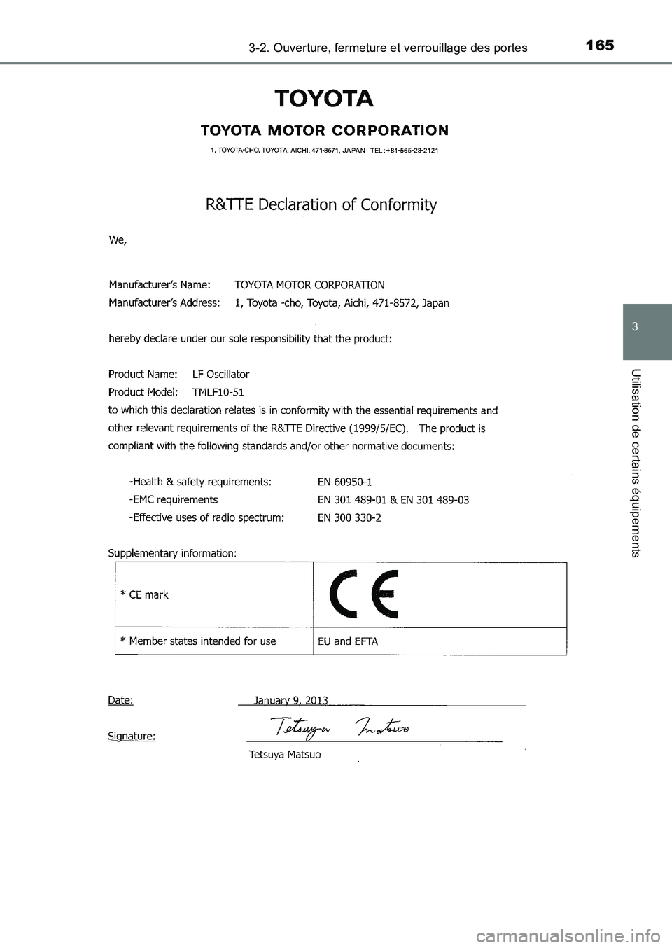 TOYOTA AURIS 2017  Notices Demploi (in French) 1653-2. Ouverture, fermeture et verrouillage des portes
3
Utilisation de certains équipements
UK_AURIS_HB_EK (OM12K98K) 