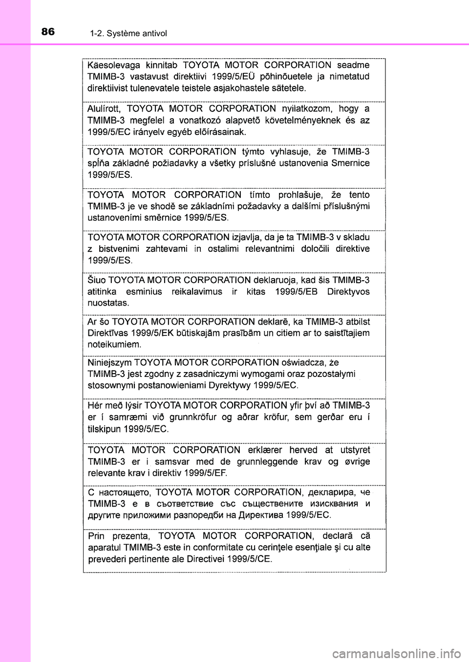 TOYOTA AURIS 2017  Notices Demploi (in French) 861-2. Système antivol
UK_AURIS_HB_EK (OM12K98K) 
