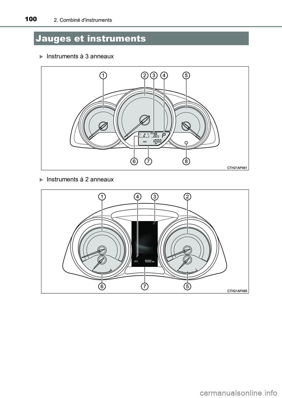 TOYOTA AURIS 2017  Notices Demploi (in French) 1002. Combiné dinstruments
UK_AURIS_HB_EK (OM12K98K)
�XInstruments à 3 anneaux
�XInstruments à 2 anneaux
Jauges et instruments 
