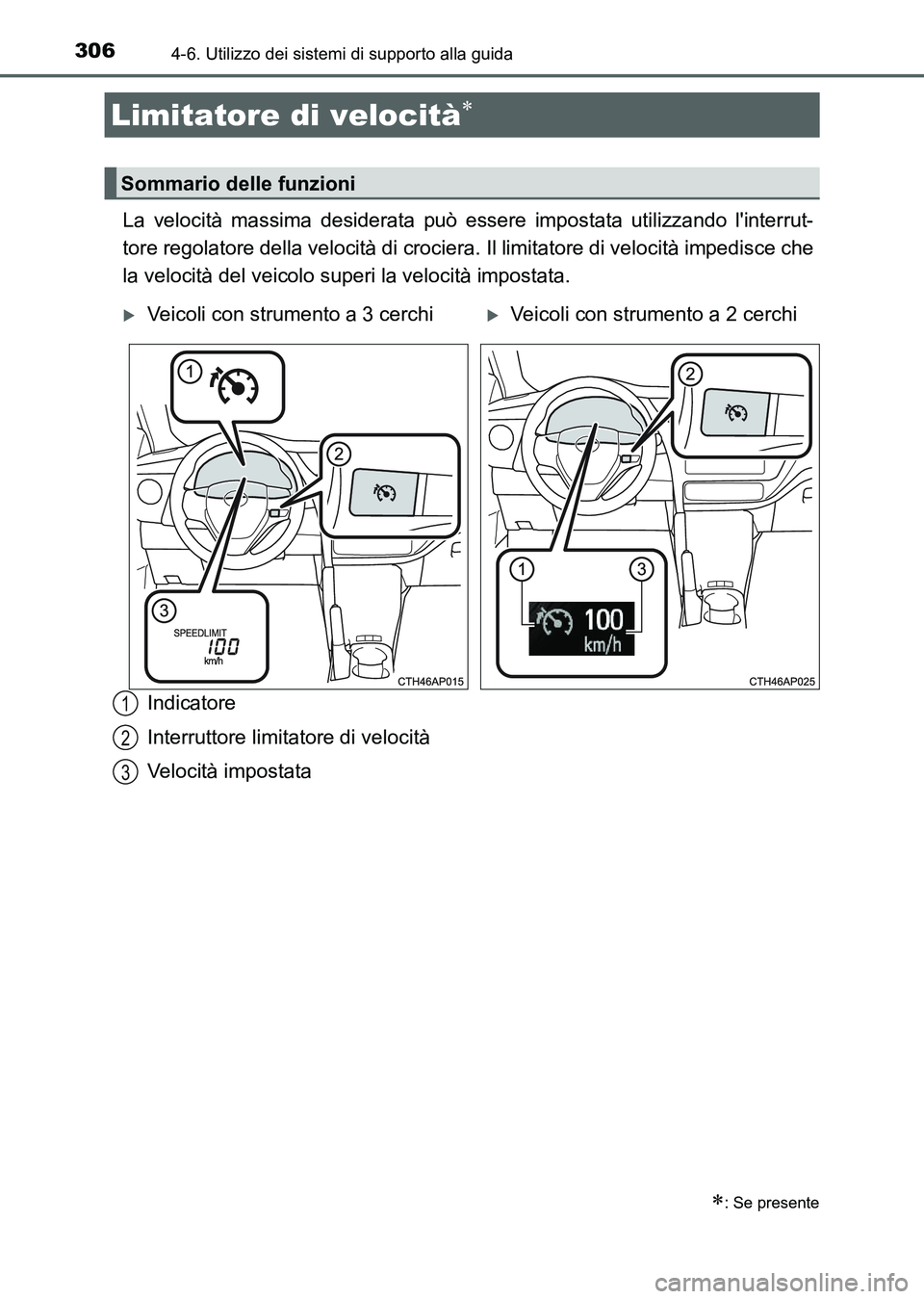 TOYOTA AURIS 2017 Manuale duso (in Italian) 3064-6. Utilizzo dei sistemi di supporto alla guida
UK_AURIS_HB_EL (OM12L01L)
La velocità massima desiderata può essere impostata utilizzando linterrut-
tore regolatore della velocità di crociera. TOYOTA AURIS 2017 Manuale duso (in Italian) 3064-6. Utilizzo dei sistemi di supporto alla guida
UK_AURIS_HB_EL (OM12L01L)
La velocità massima desiderata può essere impostata utilizzando linterrut-
tore regolatore della velocità di crociera.