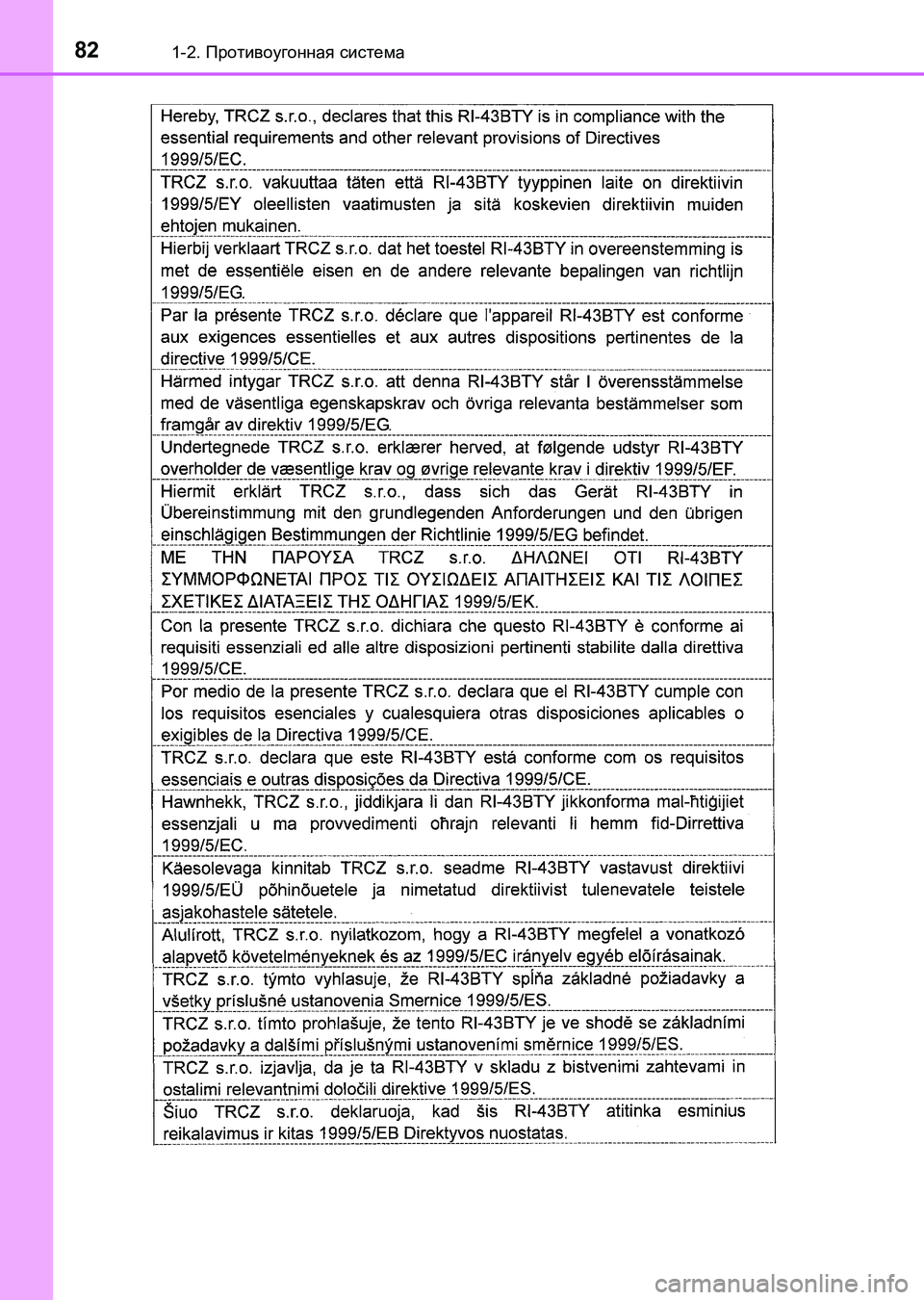 TOYOTA AURIS 2017 Руково 821-2. Противоугонная система
UK_AURIS_HB_ER (OM12L02R)
UK AURIS_HB_OM_Russian_OM12L02R.book 82 ページ 2016年6月28日 火曜日 午後5時25分 TOYOTA AURIS 2017 Руково 821-2. Противоугонная система
UK_AURIS_HB_ER (OM12L02R)
UK AURIS_HB_OM_Russian_OM12L02R.book 82 ページ 2016年6月28日 火曜日 午後5時25分