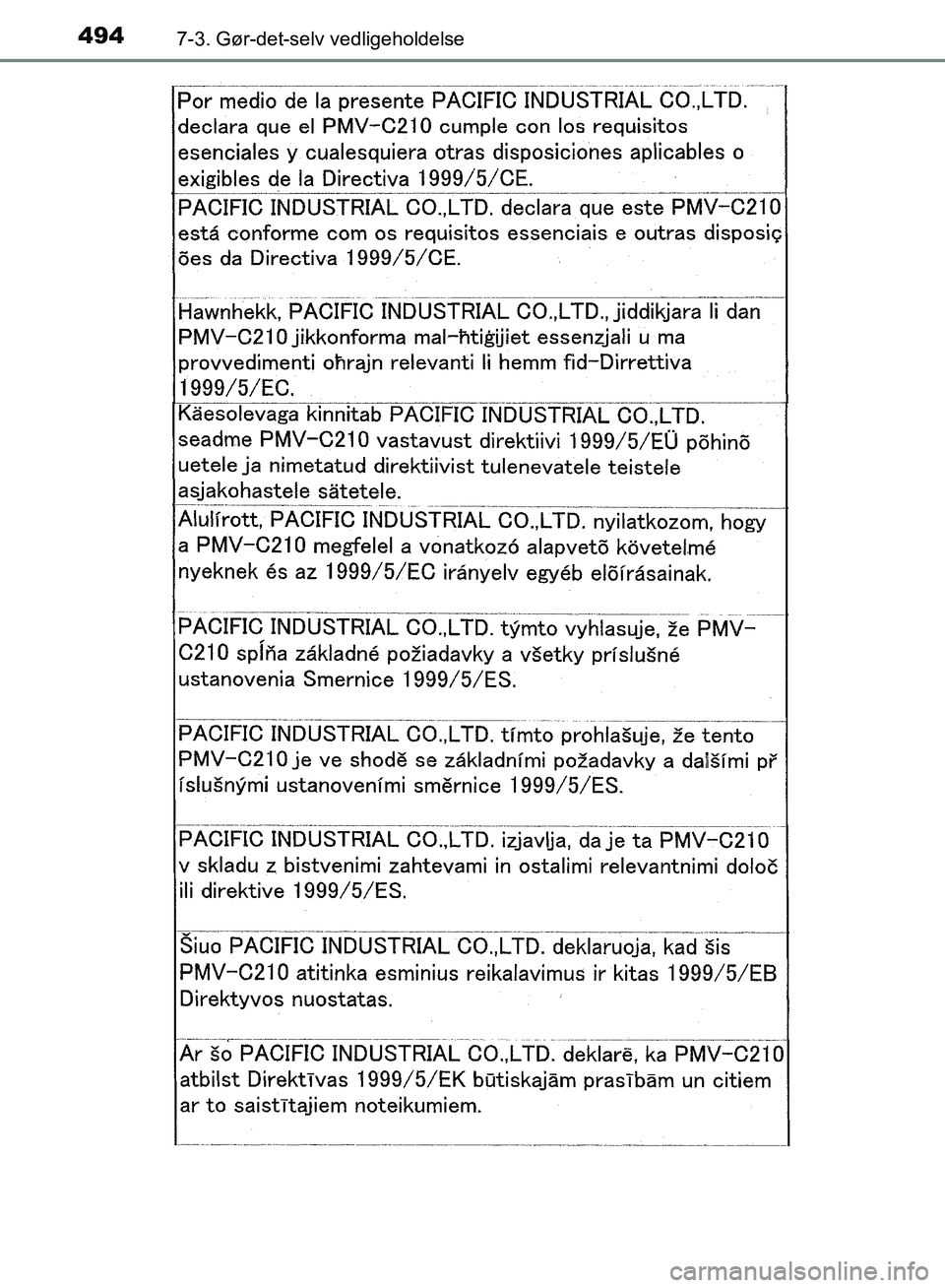 TOYOTA AURIS 2017 Brugsanvisning (in Danish) 4947-3. Gør-det-selv vedligeholdelse
OM12K97DK
OM12K97DK.book Page 494 Friday, October 21, 2016 3:37 PM TOYOTA AURIS 2017 Brugsanvisning (in Danish) 4947-3. Gør-det-selv vedligeholdelse
OM12K97DK
OM12K97DK.book Page 494 Friday, October 21, 2016 3:37 PM