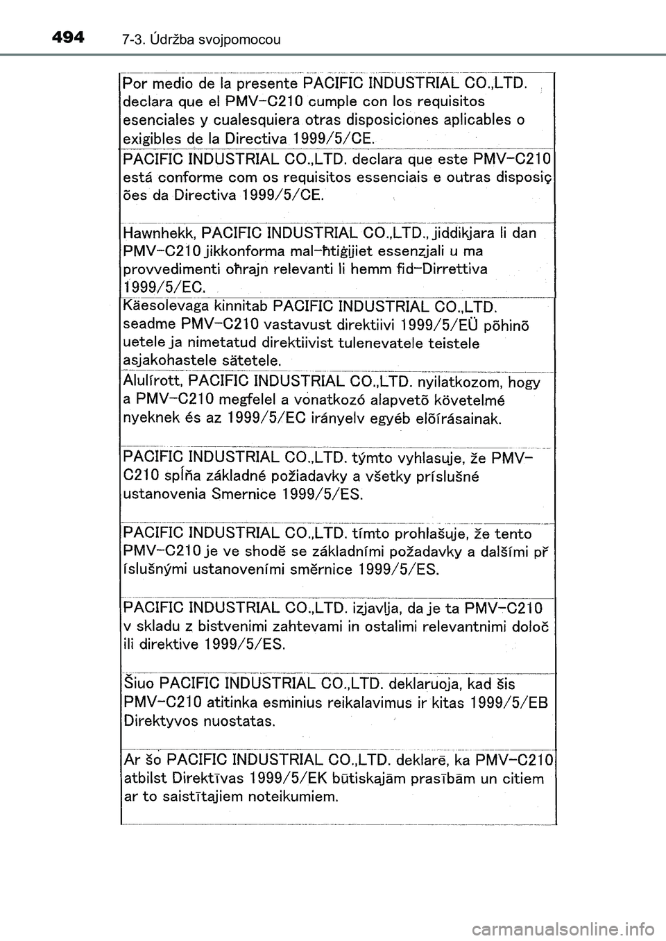 TOYOTA AURIS 2017 Návod na použitie (in Slovakian) 4947-3. Údržba svojpomocou
UK AURIS HB EE (OM12K97SK)
UK AURIS_HB_OM_Europe_OM12K97E.book Page 494 Friday, October 7, 2016 2:15 PM TOYOTA AURIS 2017 Návod na použitie (in Slovakian) 4947-3. Údržba svojpomocou
UK AURIS HB EE (OM12K97SK)
UK AURIS_HB_OM_Europe_OM12K97E.book Page 494 Friday, October 7, 2016 2:15 PM