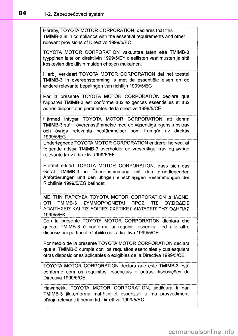 TOYOTA AURIS 2017  Návod na použitie (in Slovakian) 841-2. Zabezpečovací systém
UK AURIS HB EE (OM12K97SK)
UK AURIS_HB_OM_Europe_OM12K97E.book  Page 84  Friday, October 7, 2016  2:15 PM 