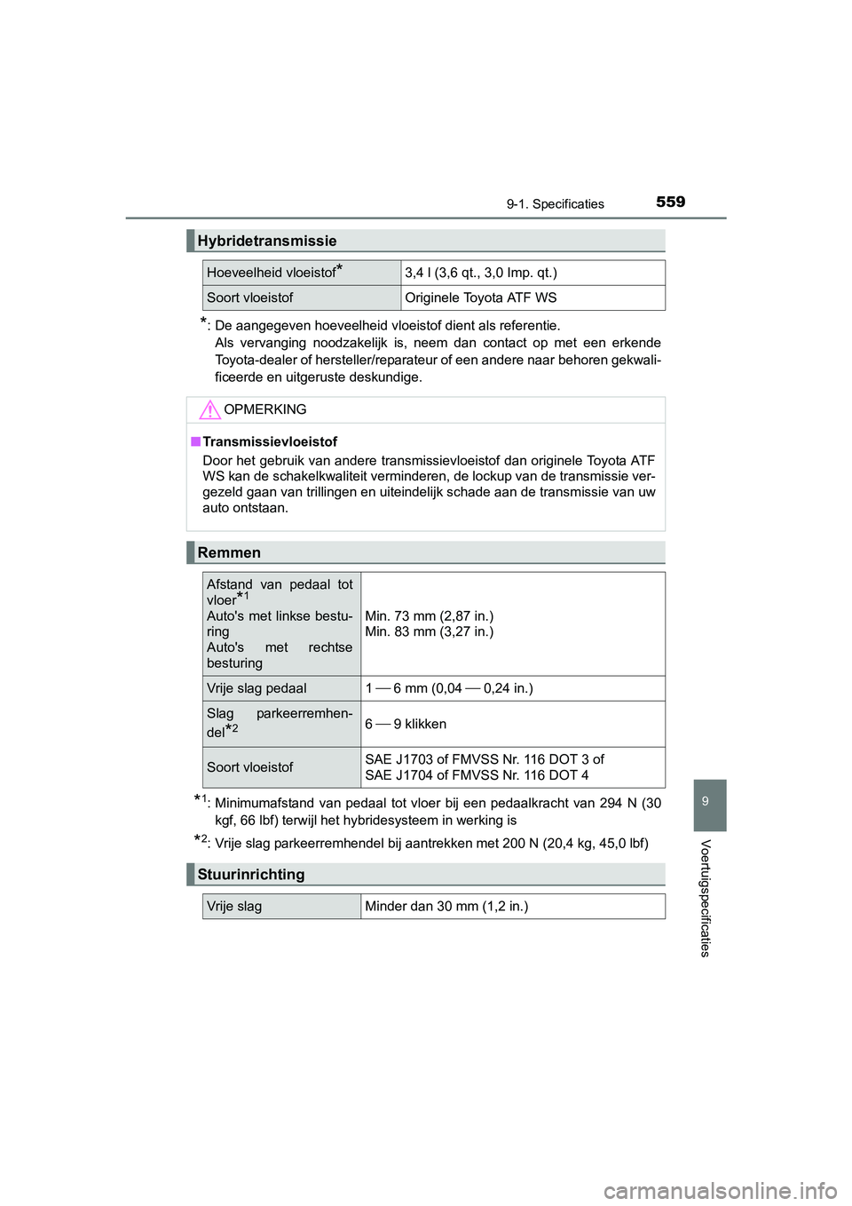 TOYOTA AURIS 2018 Instructieboekje (in Dutch) 5599-1. Specificaties
UK AURIS_HV_HB_EE (OM12M49E)
9
Voertuigspecificaties
*: De aangegeven hoeveelheid vloeistof dient als referentie.Als vervanging noodzakelijk is, neem dan contact op met TOYOTA AURIS 2018 Instructieboekje (in Dutch) 5599-1. Specificaties
UK AURIS_HV_HB_EE (OM12M49E)
9
Voertuigspecificaties
*: De aangegeven hoeveelheid vloeistof dient als referentie.Als vervanging noodzakelijk is, neem dan contact op met