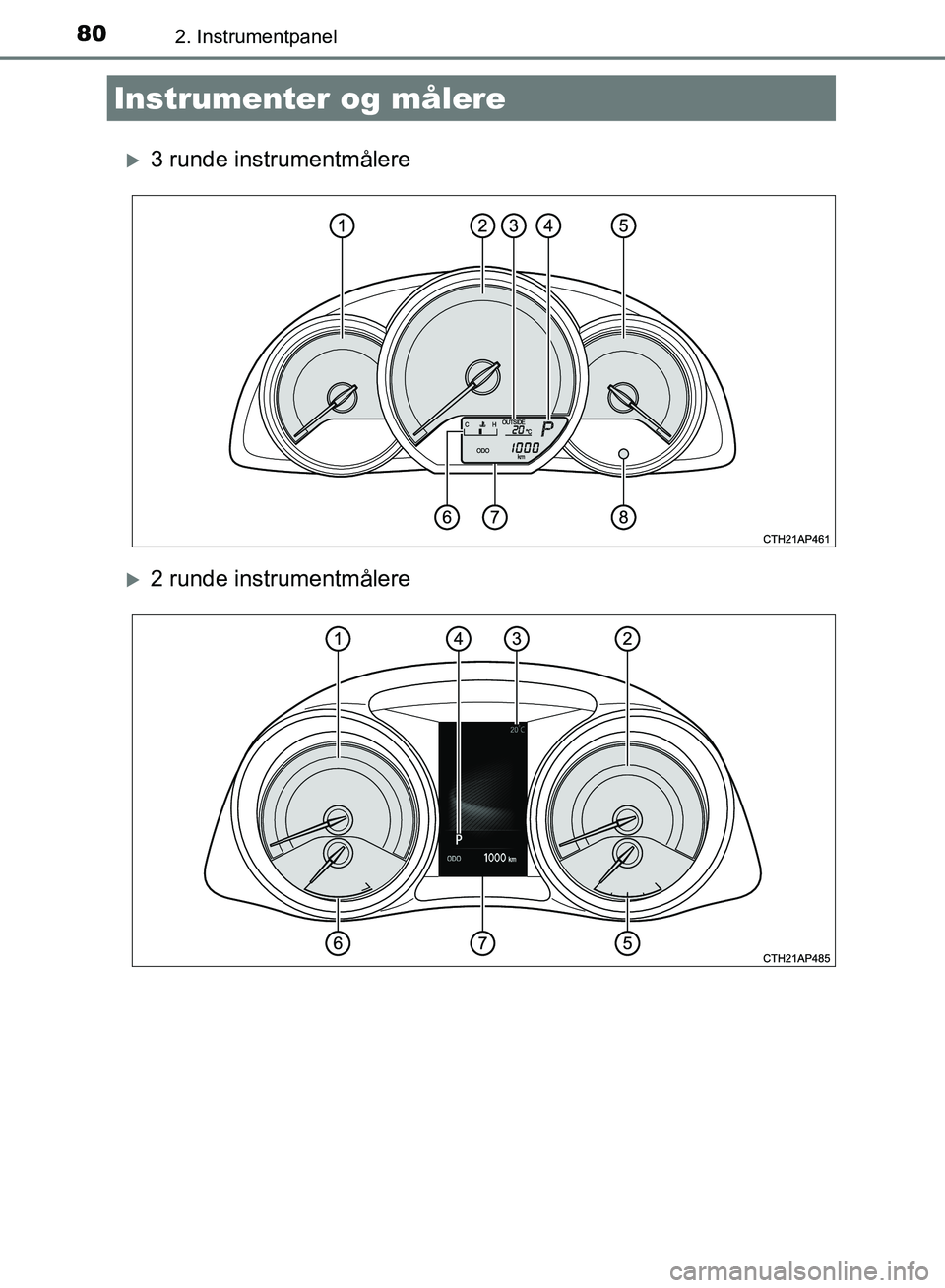 TOYOTA AURIS 2018 Instruksjoner for bruk (in Norwegian) 802. Instrumentpanel
UK AURIS_HB_EE (OM12F19NO)
3 runde instrumentmålere
2 runde instrumentmålere
Instrumenter og målere
OM12F19NO.book Page 80 Friday, November 3, 2017 12:25 PM TOYOTA AURIS 2018 Instruksjoner for bruk (in Norwegian) 802. Instrumentpanel
UK AURIS_HB_EE (OM12F19NO)
3 runde instrumentmålere
2 runde instrumentmålere
Instrumenter og målere
OM12F19NO.book Page 80 Friday, November 3, 2017 12:25 PM