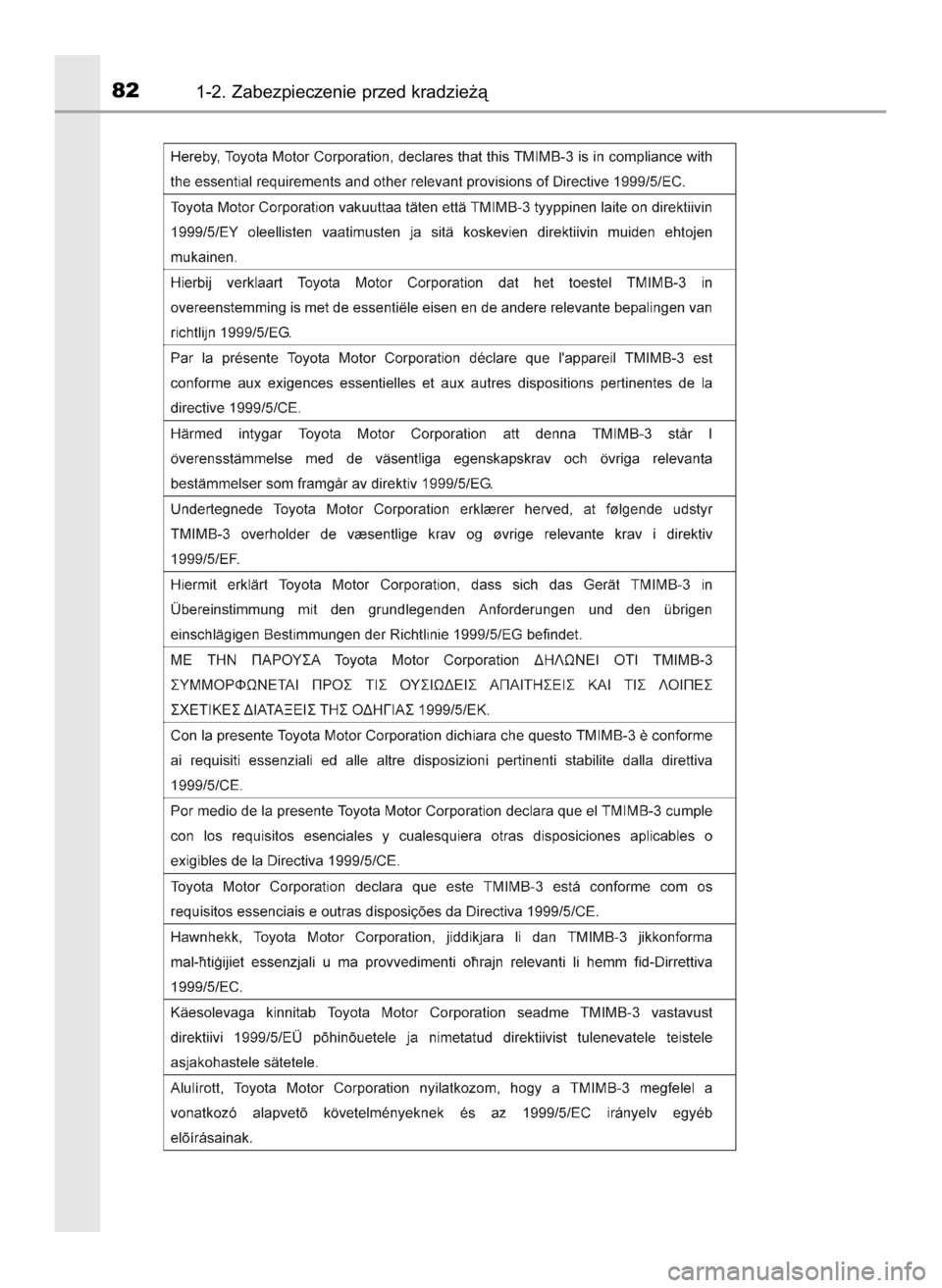 TOYOTA AURIS 2018  Instrukcja obsługi (in Polish) 821-2. Zabezpieczenie przed kradzie˝à
44 IO Auris OM12F19E  12/15/17  1:40 PM  Page 82    (Black plate) 