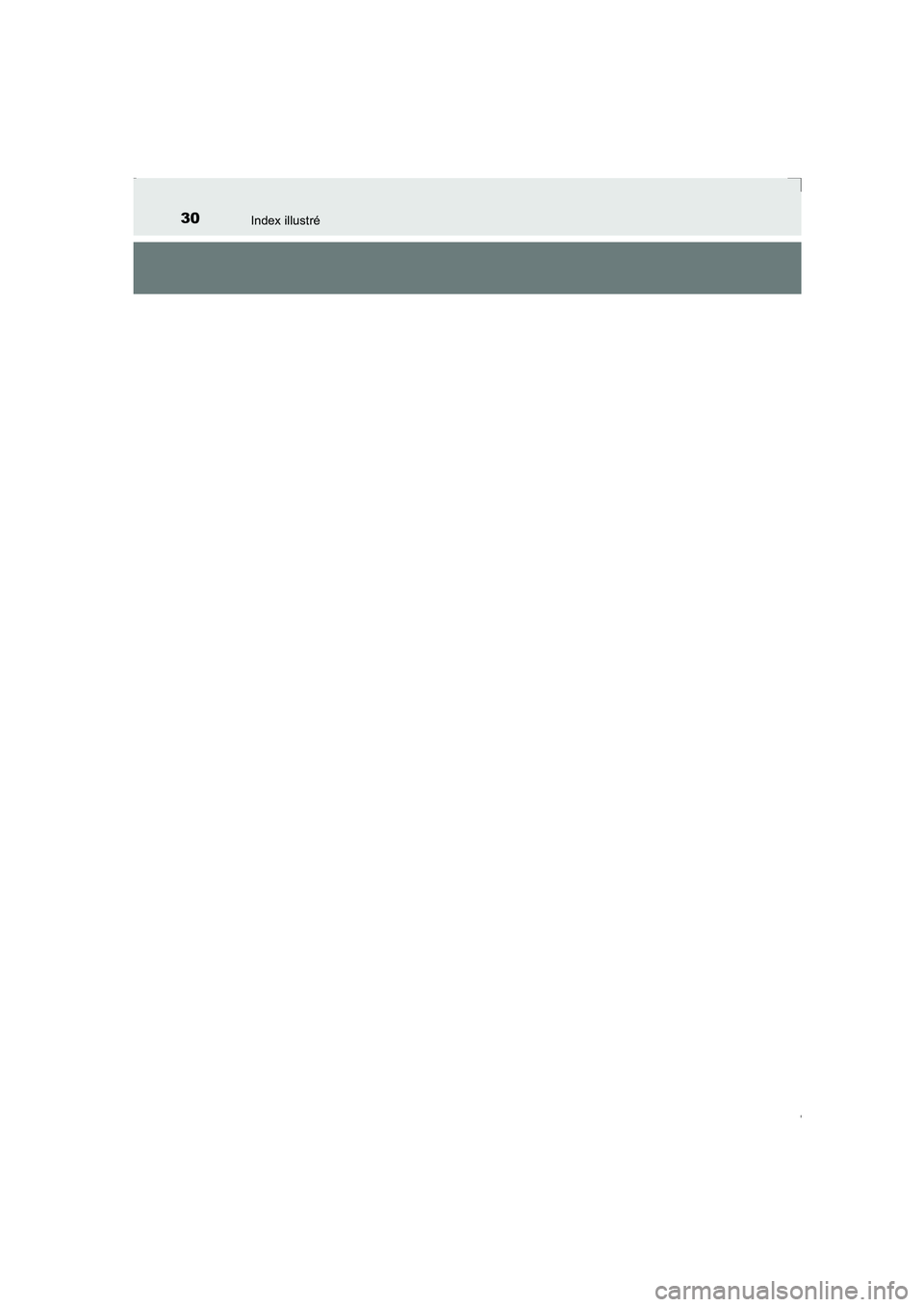 TOYOTA AVENSIS 2016  Notices Demploi (in French) 30Index illustré
AVENSIS_OM_OM20C21K_(EK)
AVENSIS_OM_OM20C21K_(EK).book  Page 30  Friday, February 6, 2015  6:46 PM 