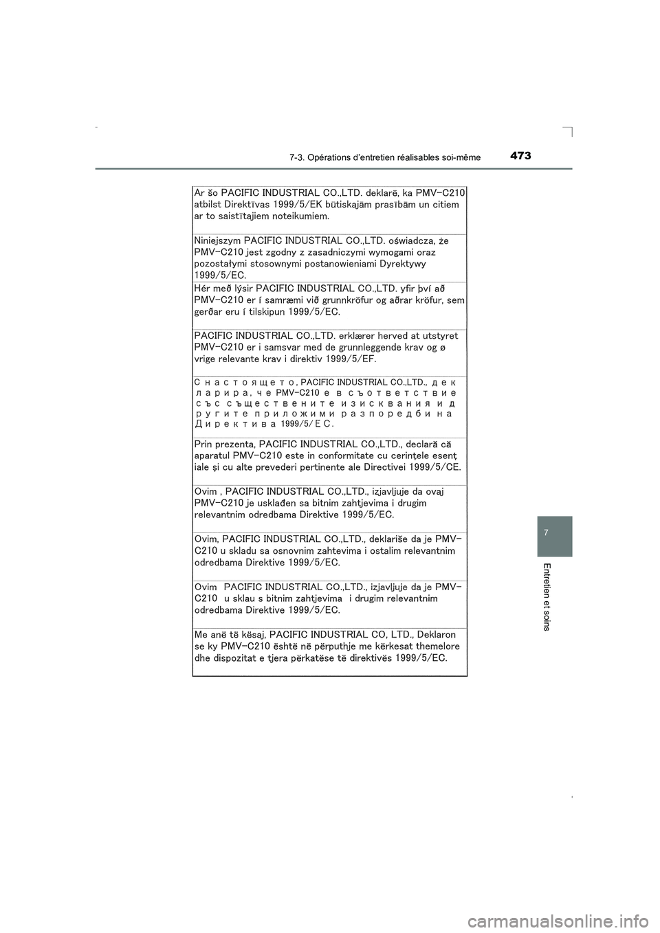 TOYOTA AVENSIS 2016  Notices Demploi (in French) 4737-3. Opérations d’entretien réalisables soi-même
AVENSIS_OM_OM20C21K_(EK)
7
Entretien et soins
AVENSIS_OM_OM20C21K_(EK).book  Page 473  Friday, February 6, 2015  6:46 PM 
