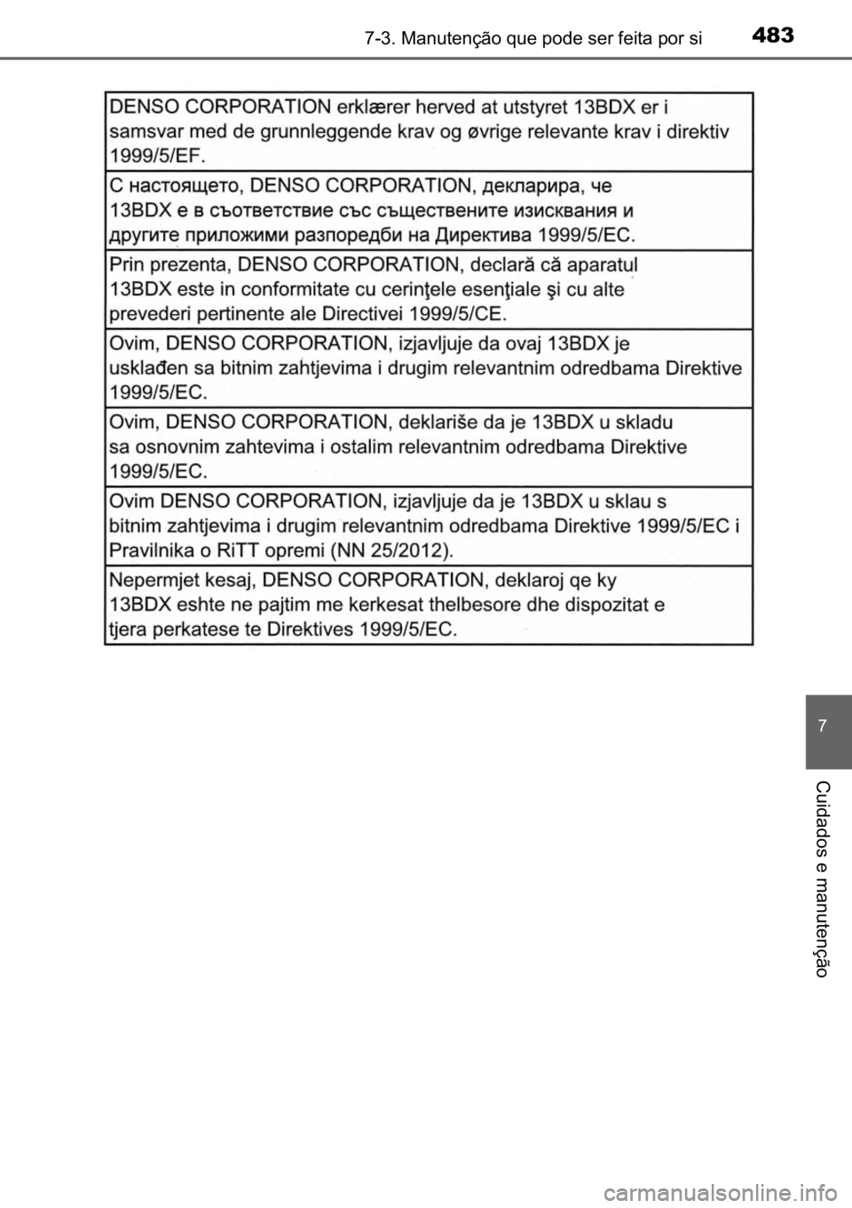 TOYOTA AVENSIS 2017  Manual de utilização (in Portuguese) 483������0�D�Q�X�W�H�Q�o�m�R��T�X�H��S�R�G�H��V�H�U��I�H�L�W�D��S�R�U��V�L
�
�&�X�L�G�D�G�R�V��H��P�D�Q�X�W�H�Q�o�m�R 