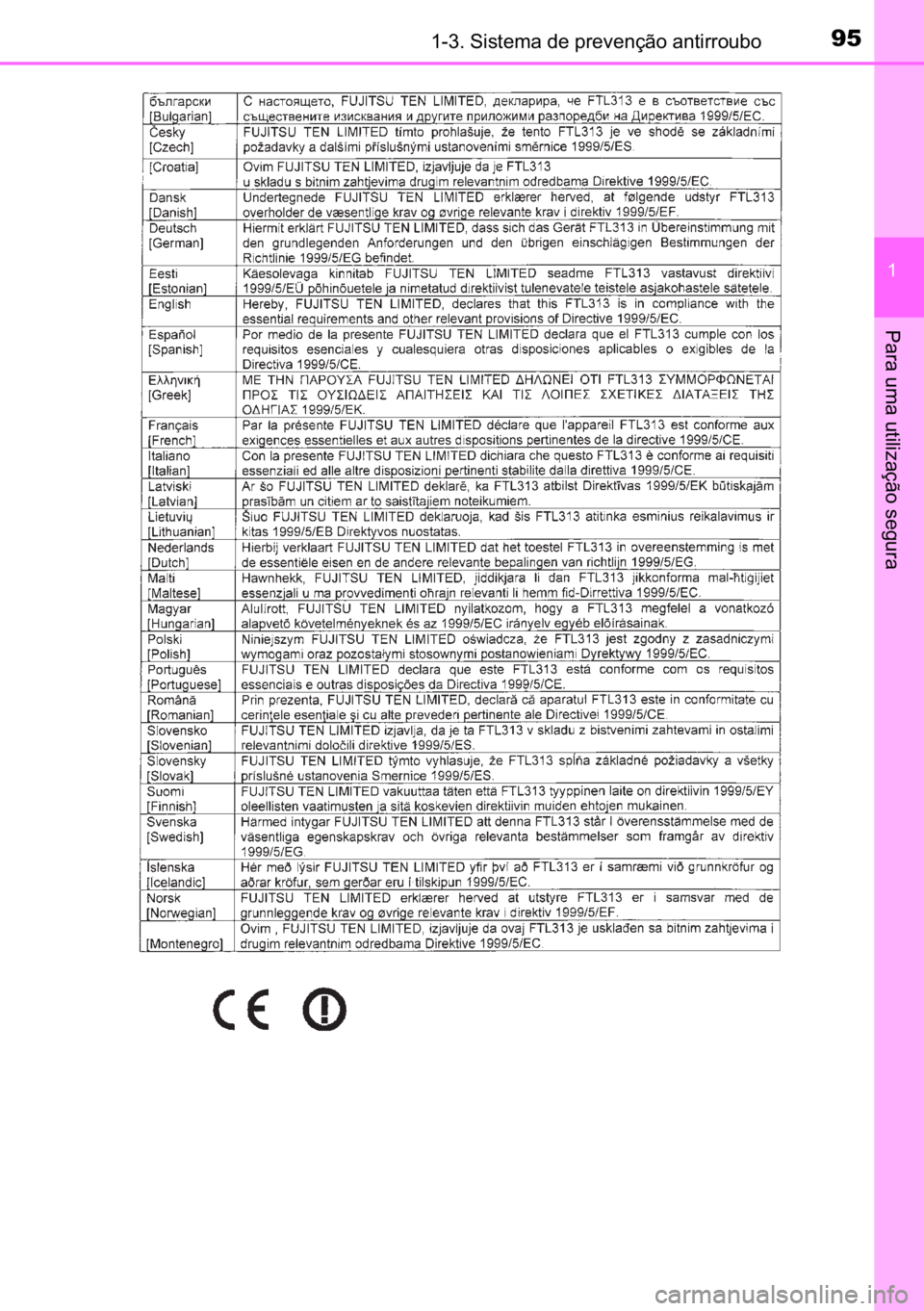 TOYOTA AVENSIS 2017  Manual de utilização (in Portuguese) 95������6�L�V�W�H�P�D��G�H��S�U�H�Y�H�Q�o�m�R��D�Q�W�L�U�U�R�X�E�R
�
�3�D�U�D��X�P�D��X�W�L�O�L�]�D�o�m�R��V�H�J�X�U�D 