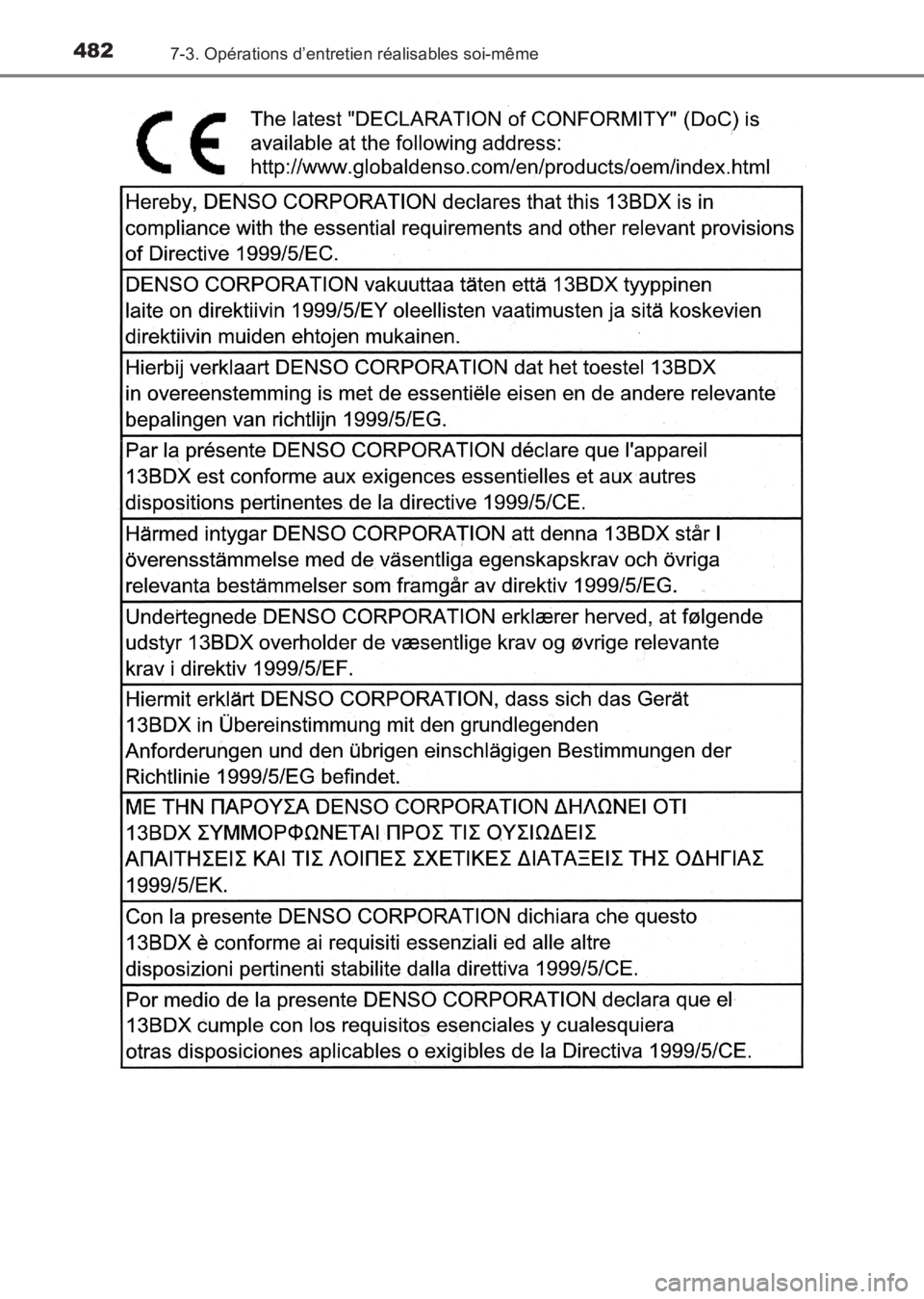 TOYOTA AVENSIS 2017 Notices Demploi (in French) 4827-3. Opérations d’entretien réalisables soi-même
AVENSIS_OM_OM20C67K_(EK)
AVENSIS_OM_OM20C67K_(EK).book Page 482 Wednesday, June 15, 2016 10:33 AM TOYOTA AVENSIS 2017 Notices Demploi (in French) 4827-3. Opérations d’entretien réalisables soi-même
AVENSIS_OM_OM20C67K_(EK)
AVENSIS_OM_OM20C67K_(EK).book Page 482 Wednesday, June 15, 2016 10:33 AM