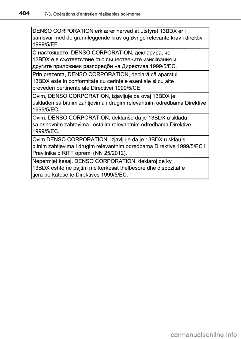 TOYOTA AVENSIS 2017 Notices Demploi (in French) 4847-3. Opérations d’entretien réalisables soi-même
AVENSIS_OM_OM20C67K_(EK)
AVENSIS_OM_OM20C67K_(EK).book Page 484 Wednesday, June 15, 2016 10:33 AM TOYOTA AVENSIS 2017 Notices Demploi (in French) 4847-3. Opérations d’entretien réalisables soi-même
AVENSIS_OM_OM20C67K_(EK)
AVENSIS_OM_OM20C67K_(EK).book Page 484 Wednesday, June 15, 2016 10:33 AM