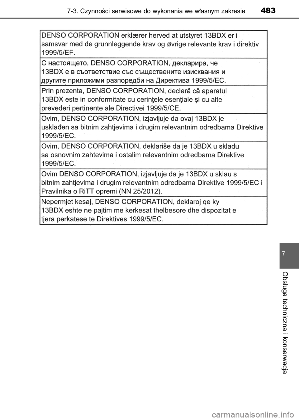 TOYOTA AVENSIS 2017  Instrukcja obsługi (in Polish) 7-3. CzynnoÊci serwisowe do wykonania we w∏asnym zakresie483
7
Obs∏uga techniczna i konserwacja
71 AVENSIS 20C66E  1/9/17  4:28 PM  Page 483    (Black plate) 