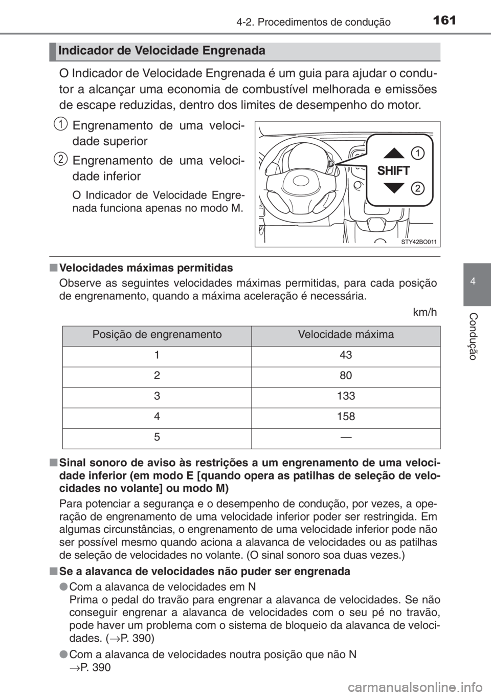TOYOTA AYGO 2015 Manual de utilização (in Portuguese) 1614-2. Procedimentos de condução
4
Condução
O Indicador de Velocidade Engrenada é um guia para ajudar o condu-
tor a alcançar uma economia de combustível melhorada e emissões
de escape reduzi TOYOTA AYGO 2015 Manual de utilização (in Portuguese) 1614-2. Procedimentos de condução
4
Condução
O Indicador de Velocidade Engrenada é um guia para ajudar o condu-
tor a alcançar uma economia de combustível melhorada e emissões
de escape reduzi