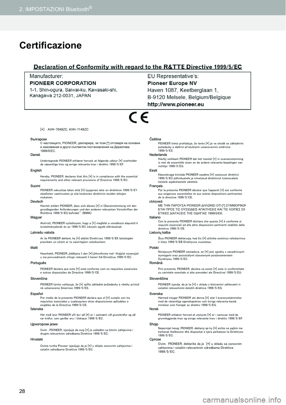 TOYOTA AYGO 2015 Manuale duso (in Italian) 28
2. IMPOSTAZIONI Bluetooth®
Certificazione TOYOTA AYGO 2015 Manuale duso (in Italian) 28
2. IMPOSTAZIONI Bluetooth®
Certificazione
