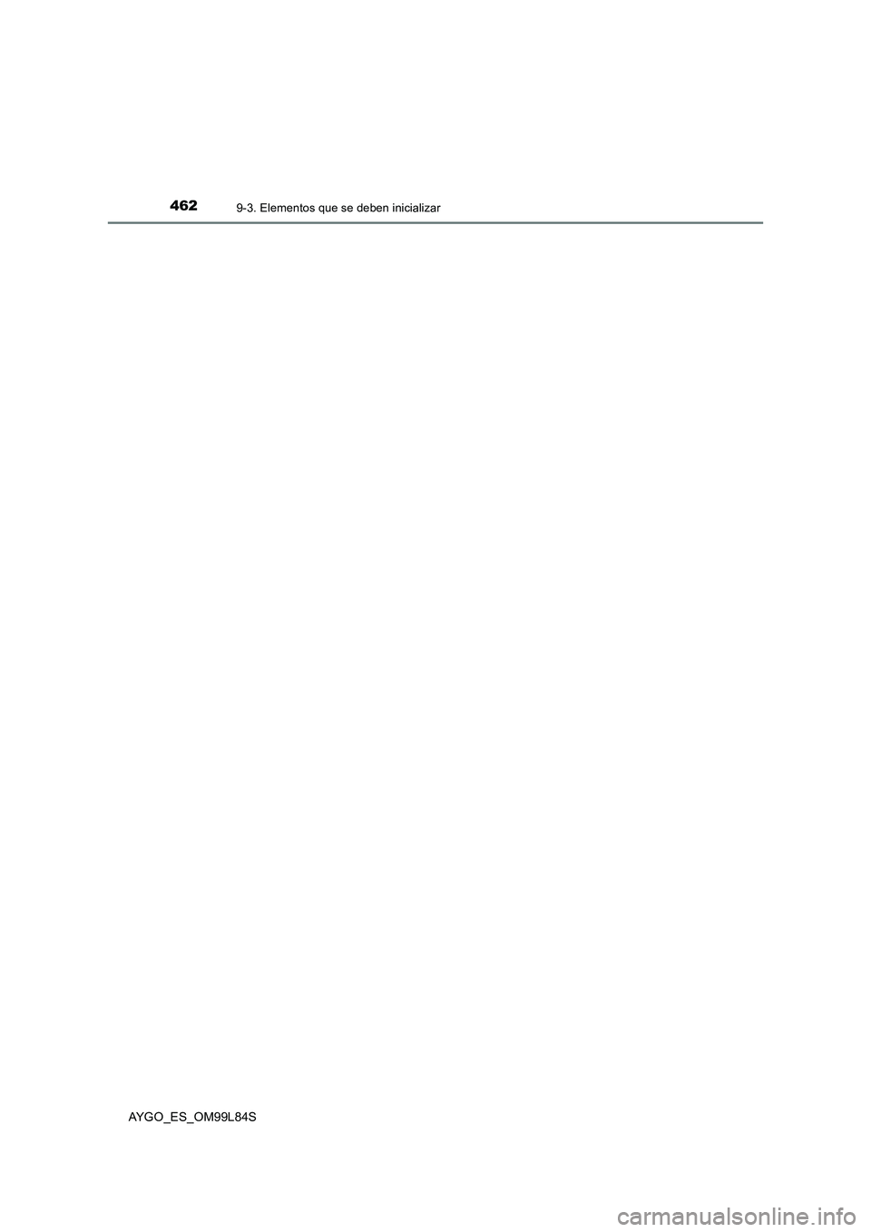 TOYOTA AYGO 2016  Manuale de Empleo (in Spanish) 4629-3. Elementos que se deben inicializar
AYGO_ES_OM99L84S 