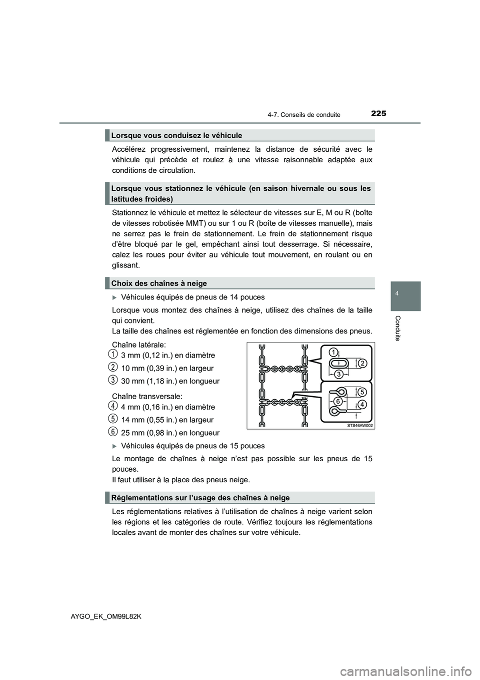 TOYOTA AYGO 2016 Notices Demploi (in French) 2254-7. Conseils de conduite
4
Conduite
AYGO_EK_OM99L82K
Accélérez progressivement, maintenez la distance de sécurité avec le
véhicule qui précède et roulez à une vitesse raisonnable adaptée TOYOTA AYGO 2016 Notices Demploi (in French) 2254-7. Conseils de conduite
4
Conduite
AYGO_EK_OM99L82K
Accélérez progressivement, maintenez la distance de sécurité avec le
véhicule qui précède et roulez à une vitesse raisonnable adaptée